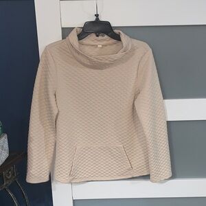 NWOT- Source Unknown Cream Quilted Cowl Neck Sweater